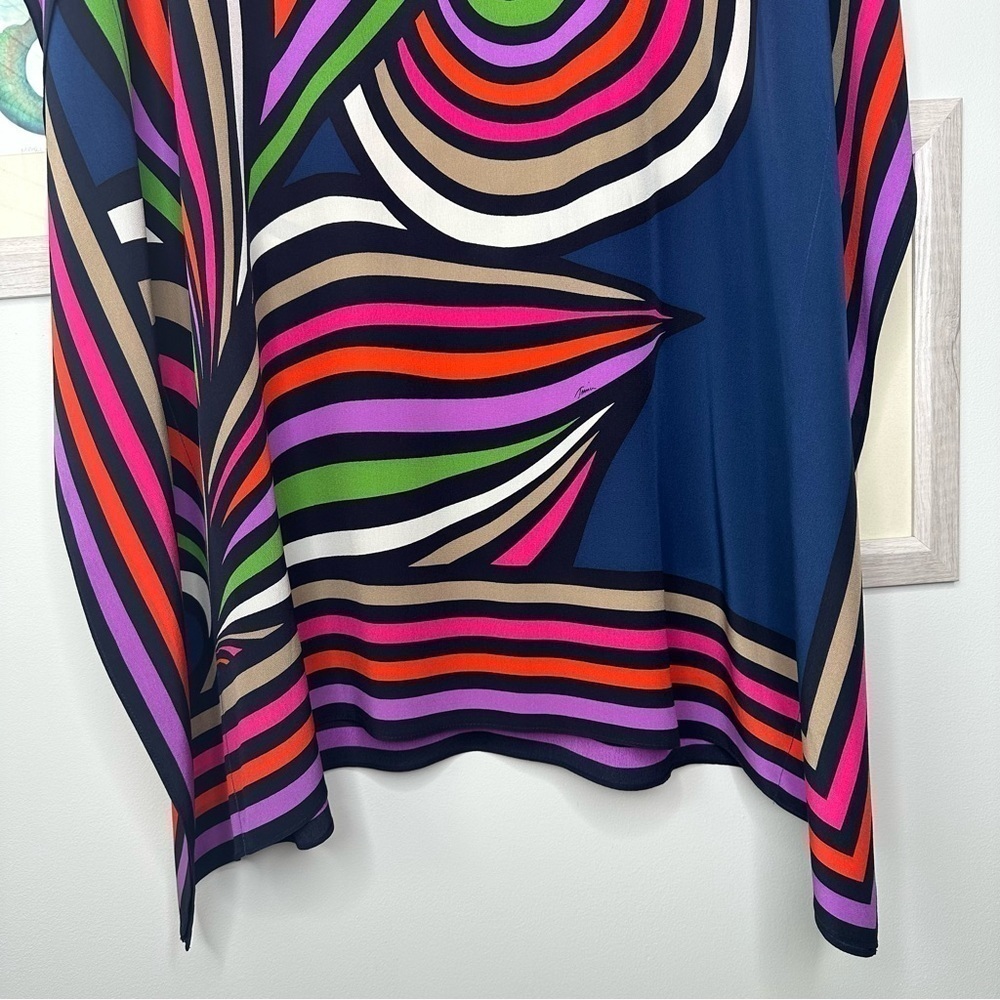 Trina Turk New Navy Swirl Silk Theodora Caftan Dress Women’s XS/S - Picture 5 of 14